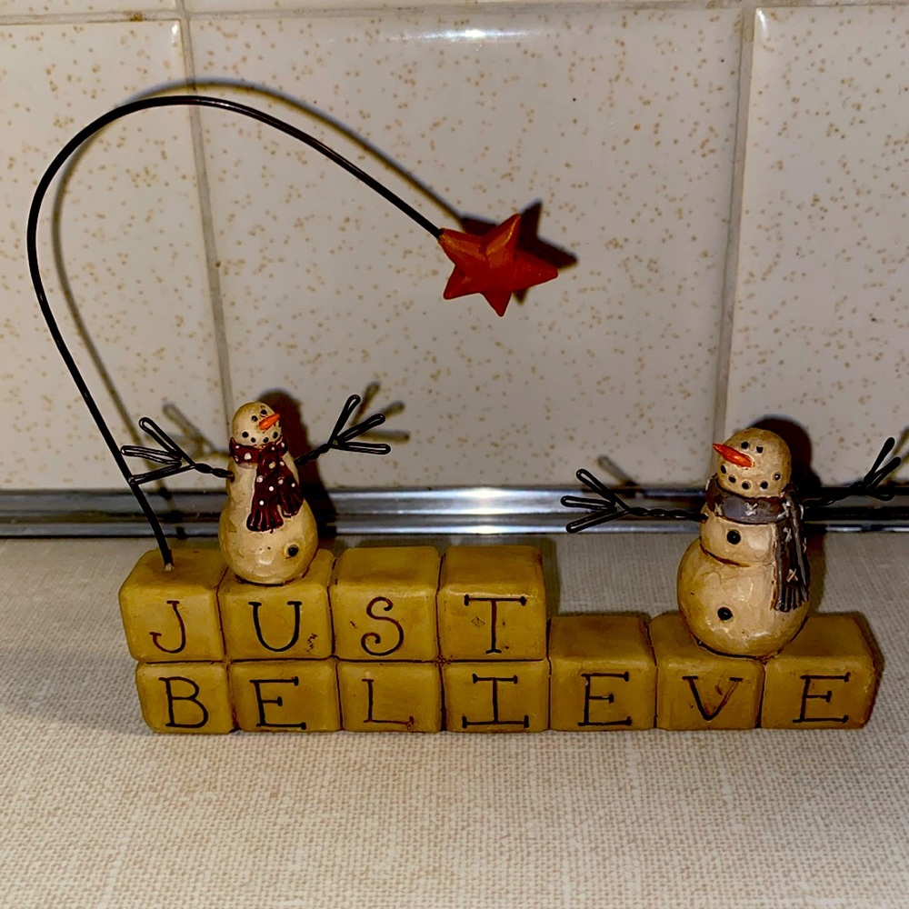 Just Believe Snowman Christmas‎ Decoration by Suzi VINTAGE